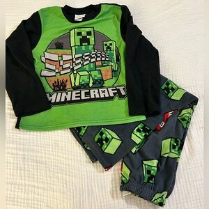 Minecraft long sleeve Zombies Fleece 2 pc Pajama Sleep Set Sz 10 TNT head pants